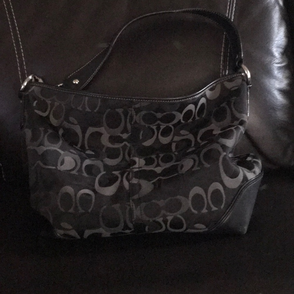 Black and Grey signature Coach Handbag